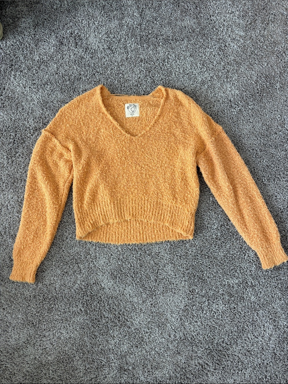 We The Free Women's Textured V-Neck Sweater - Orange